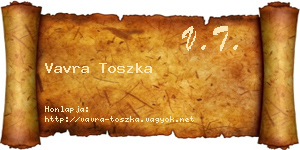 Vavra Toszka névjegykártya